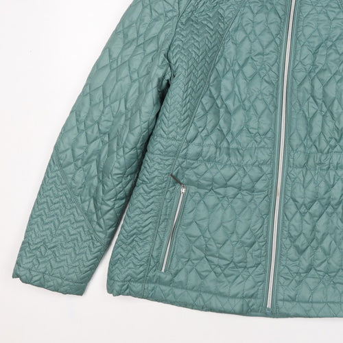 Klass Women Green UK 18 Quilted Padded Mid-Length Zip Jacket