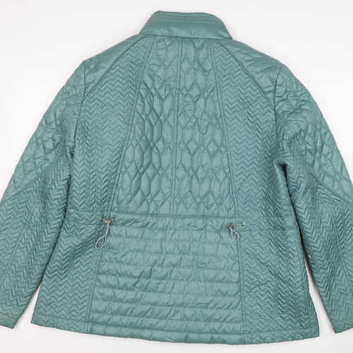 Klass Women Green UK 18 Quilted Padded Mid-Length Zip Jacket
