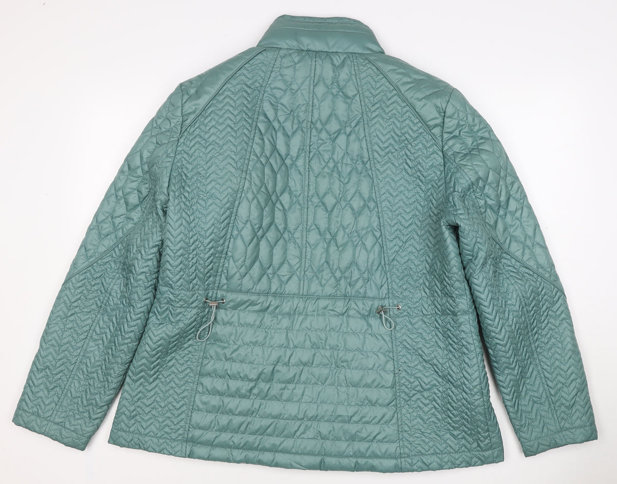 Klass Women Green UK 18 Quilted Padded Mid-Length Zip Jacket