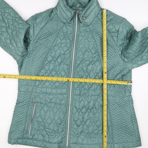 Klass Women Green UK 18 Quilted Padded Mid-Length Zip Jacket