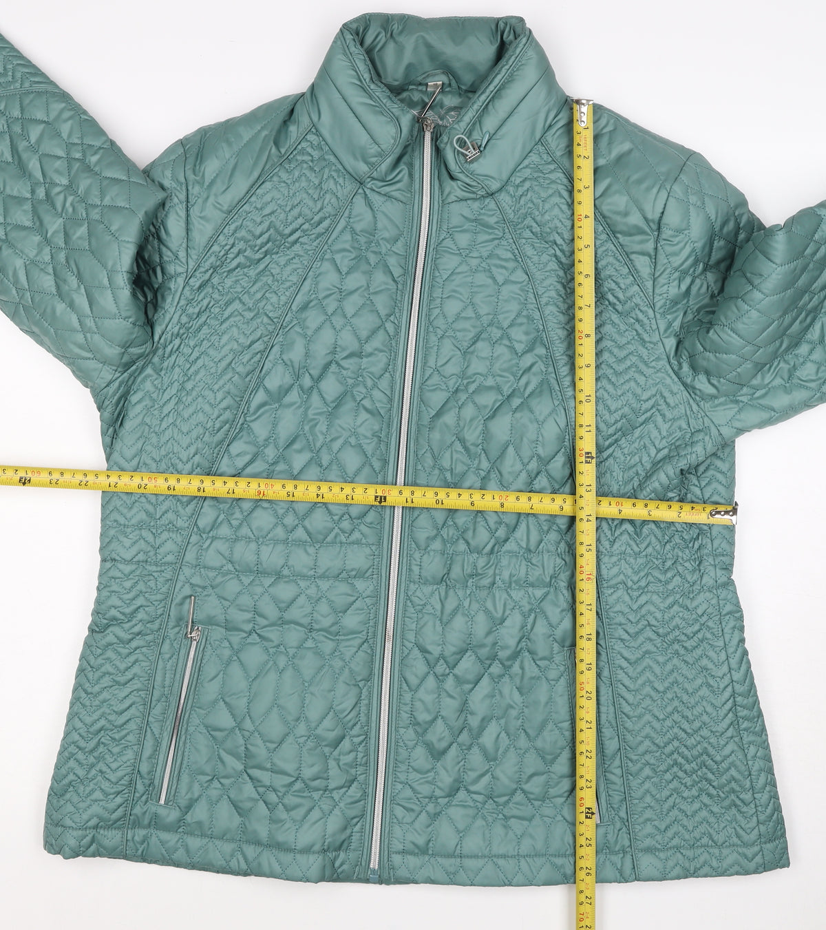 Klass Women Green UK 18 Quilted Padded Mid-Length Zip Jacket
