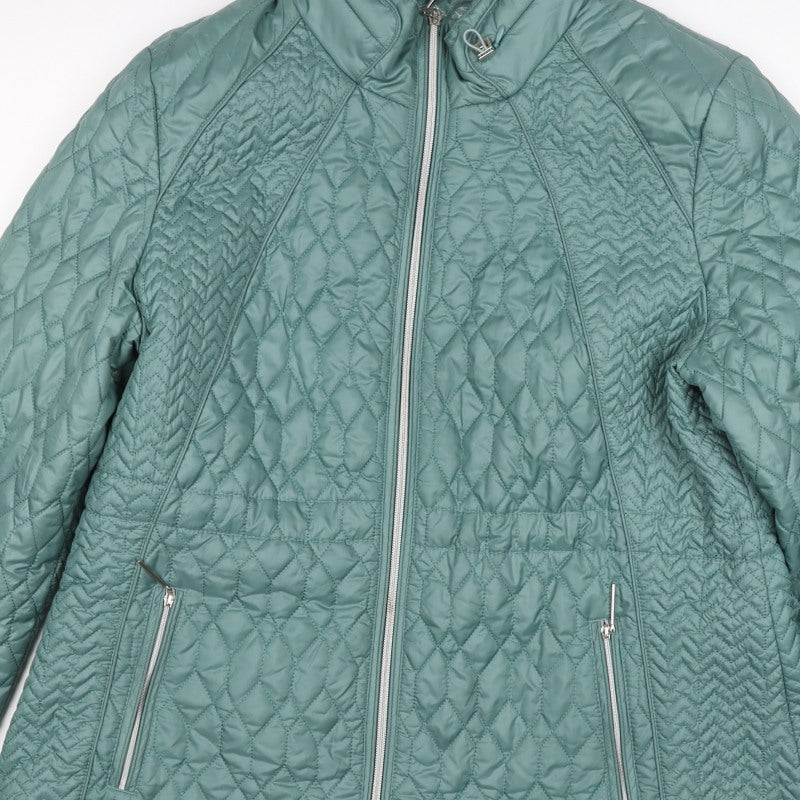 Klass Women Green UK 18 Quilted Padded Mid-Length Zip Jacket