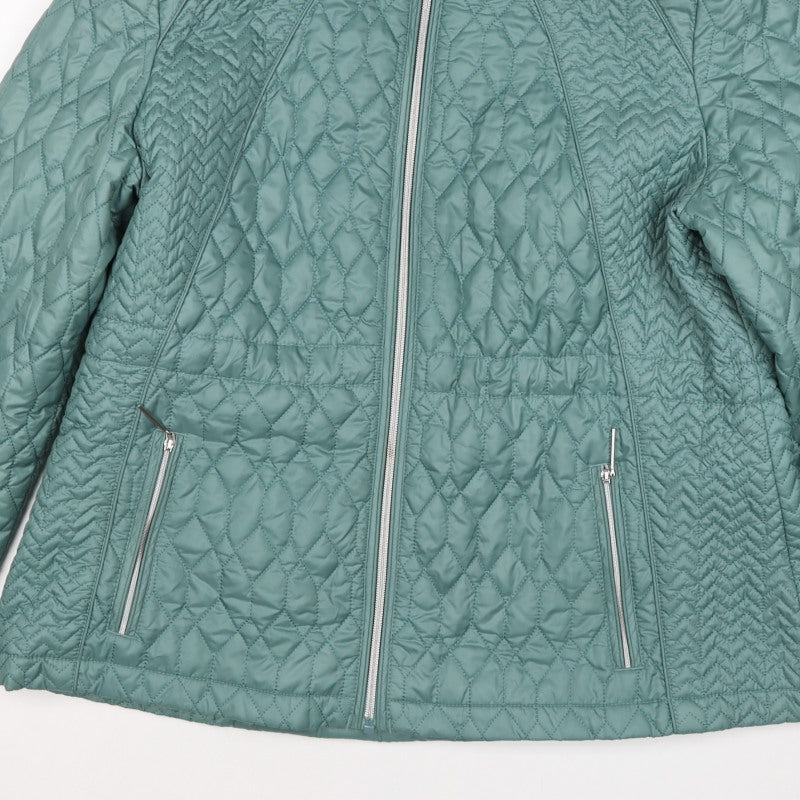 Klass Women Green UK 18 Quilted Padded Mid-Length Zip Jacket