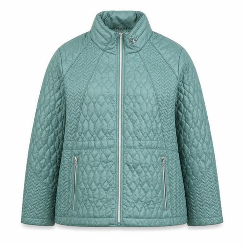 Klass Women Green UK 18 Quilted Padded Mid-Length Zip Jacket