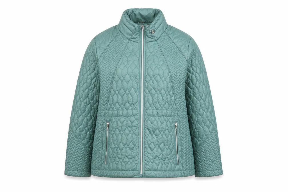 Klass Women Green UK 18 Quilted Padded Mid-Length Zip Jacket