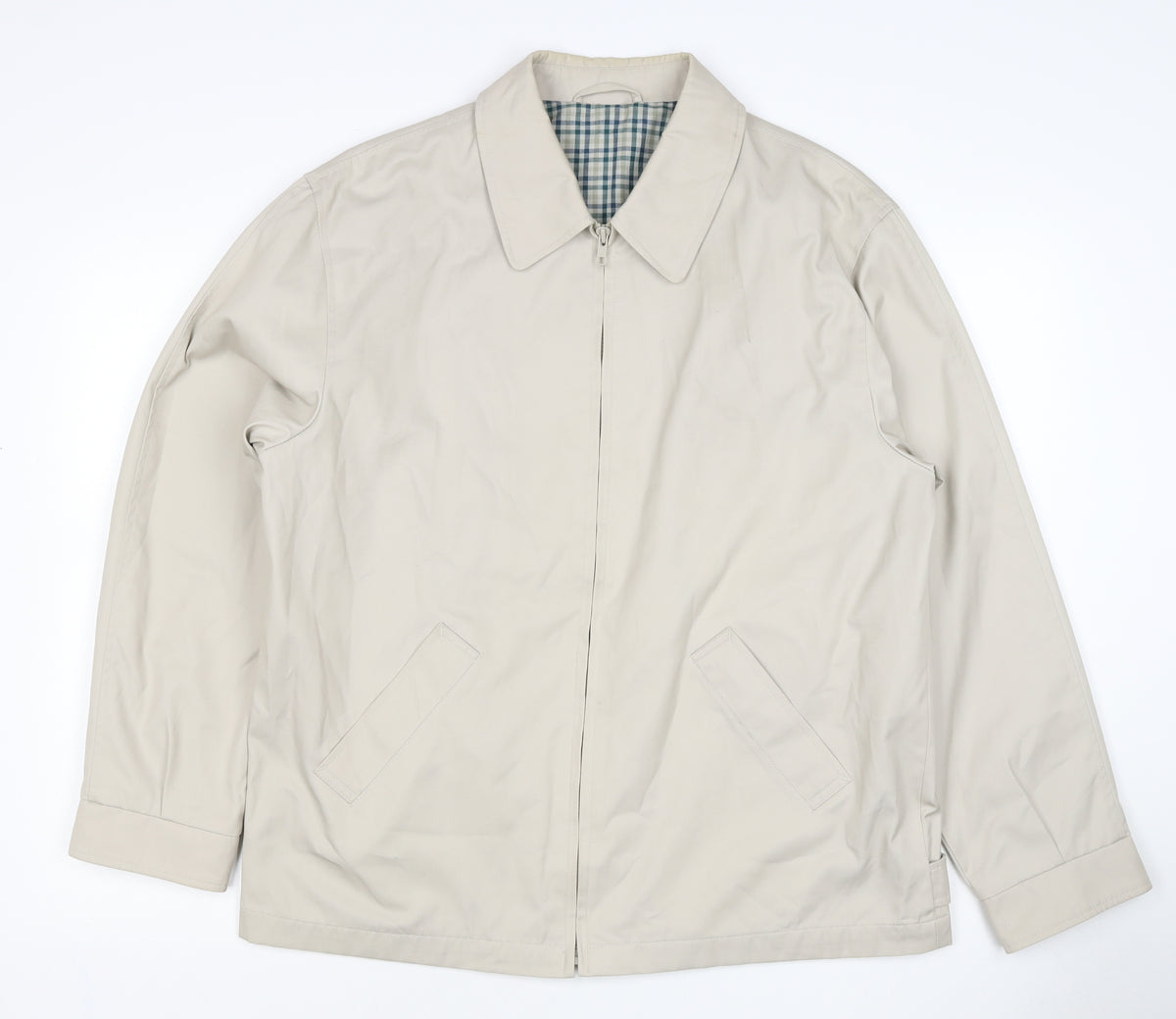 Essentials Men’s Beige M Basic Zip Jacket Check Lined