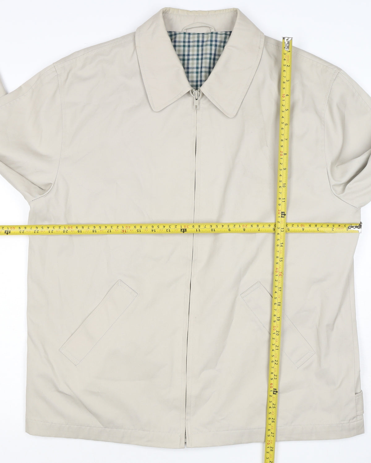 Essentials Men’s Beige M Basic Zip Jacket Check Lined