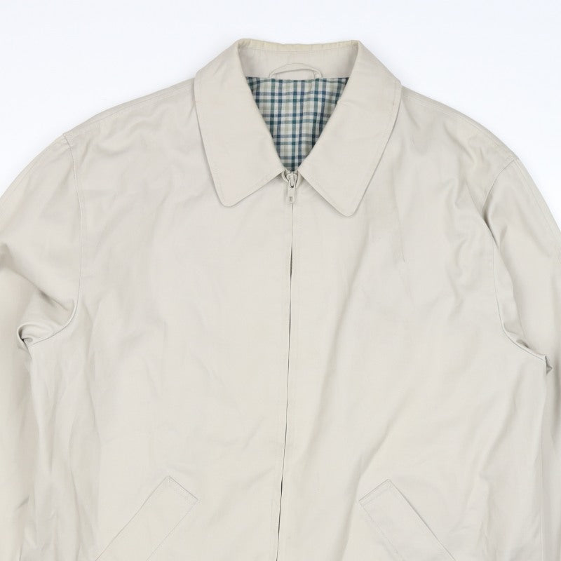 Essentials Men’s Beige M Basic Zip Jacket Check Lined