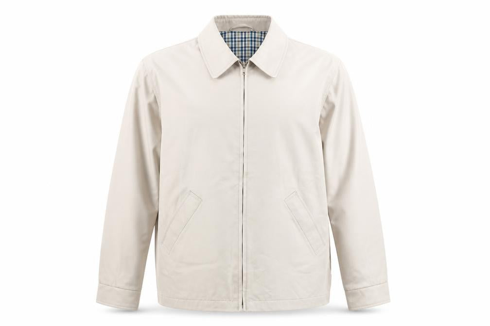 Essentials Men’s Beige M Basic Zip Jacket Check Lined