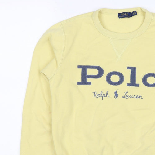 Polo Ralph Lauren Women Yellow S Pullover Logo Crew Neck Sweatshirt