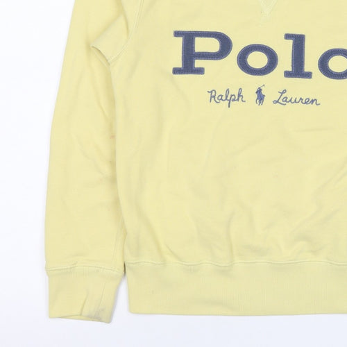 Polo Ralph Lauren Women Yellow S Pullover Logo Crew Neck Sweatshirt