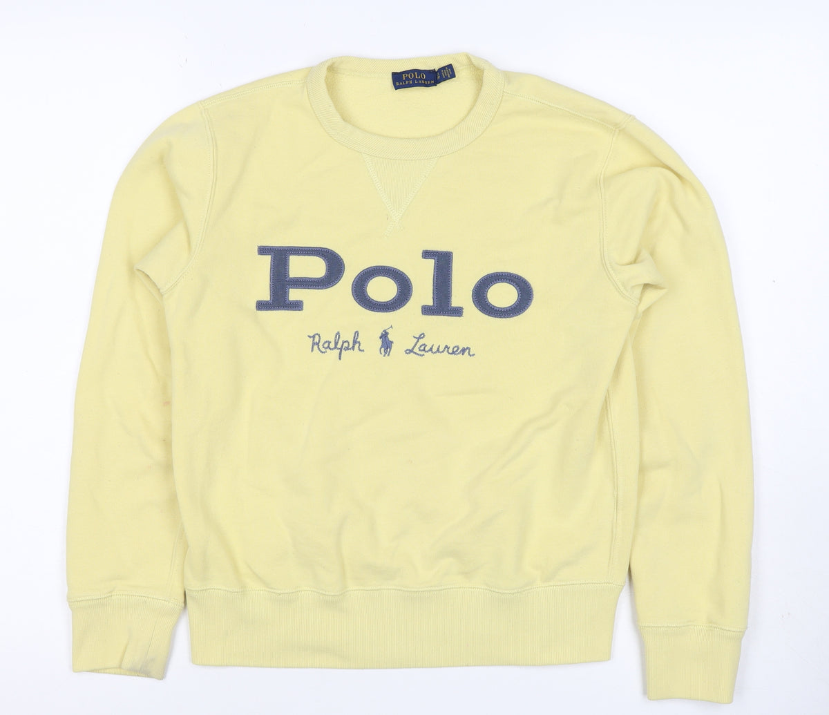 Polo Ralph Lauren Women Yellow S Pullover Logo Crew Neck Sweatshirt