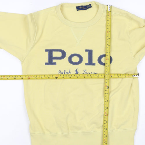 Polo Ralph Lauren Women Yellow S Pullover Logo Crew Neck Sweatshirt