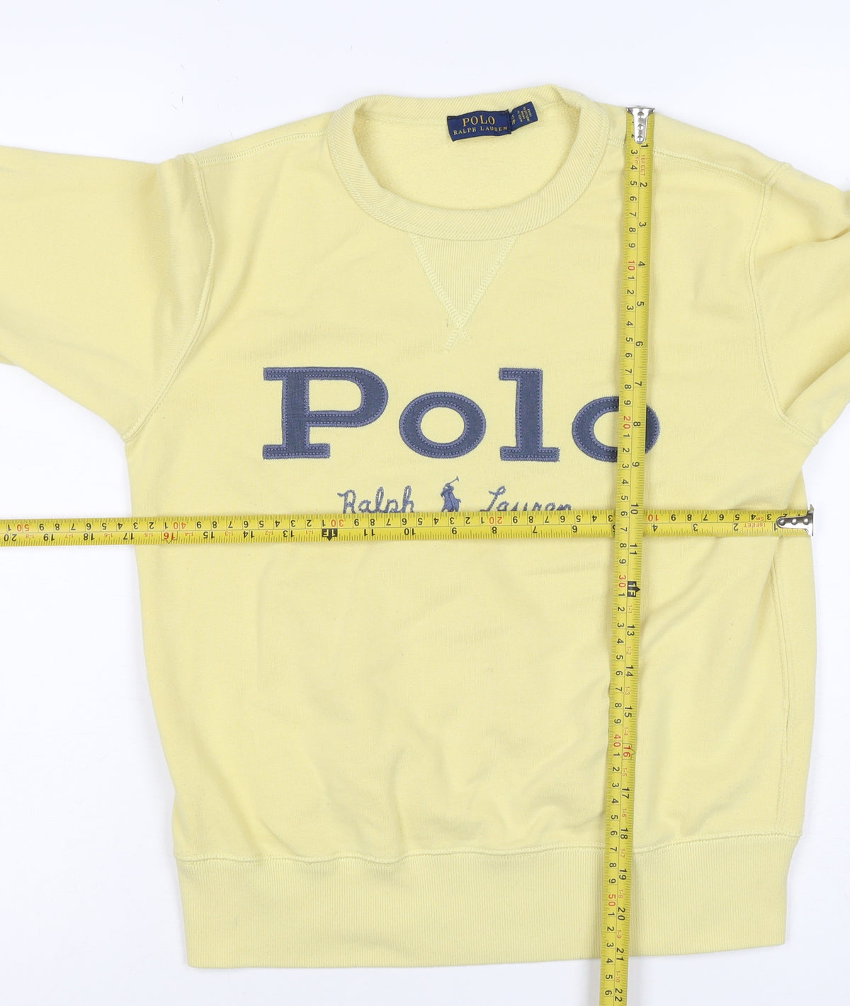 Polo Ralph Lauren Women Yellow S Pullover Logo Crew Neck Sweatshirt