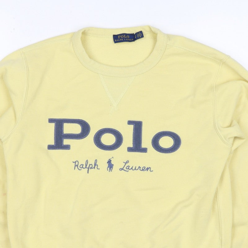 Polo Ralph Lauren Women Yellow S Pullover Logo Crew Neck Sweatshirt