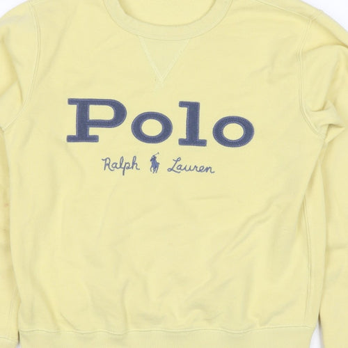 Polo Ralph Lauren Women Yellow S Pullover Logo Crew Neck Sweatshirt