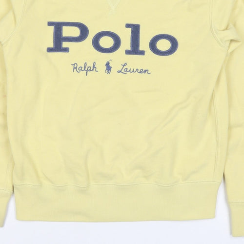 Polo Ralph Lauren Women Yellow S Pullover Logo Crew Neck Sweatshirt