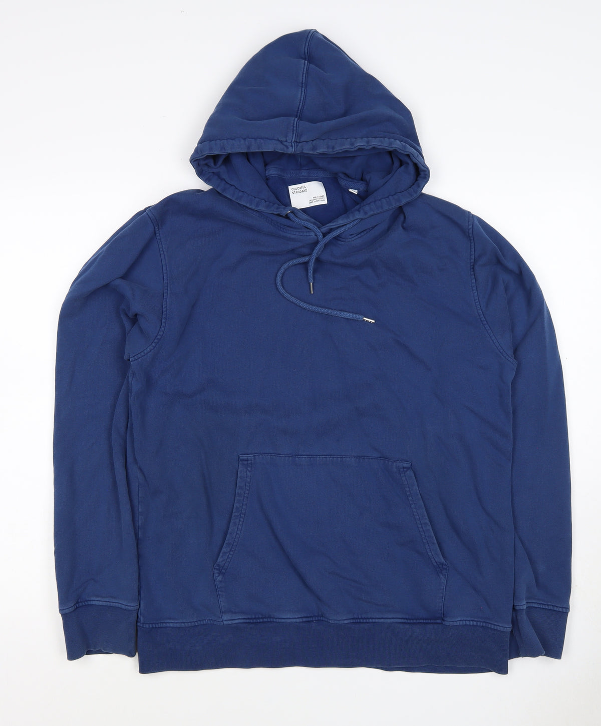 Back view of Colorful Standard Men's Blue M Pullover Hoodie Organic Cotton Pockets