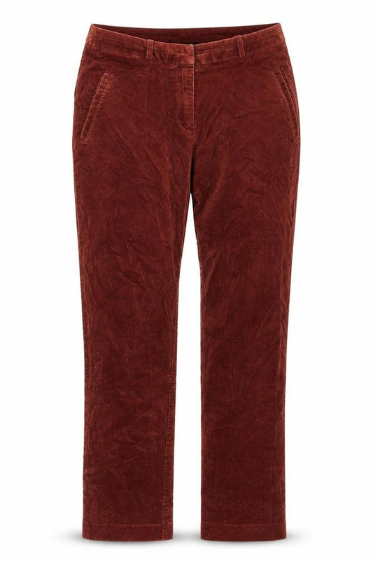 H&M Women's Brown Corduroy Straight Trousers UK 6 Cotton Stretch