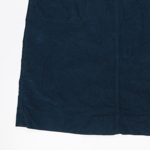 Toast Women Blue Size 10 Corduroy Straight Mini Skirt Pockets