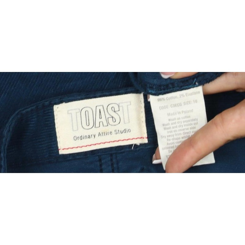 Toast Women Blue Size 10 Corduroy Straight Mini Skirt Pockets