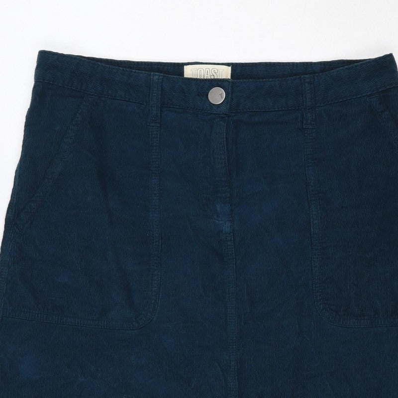 Toast Women Blue Size 10 Corduroy Straight Mini Skirt Pockets