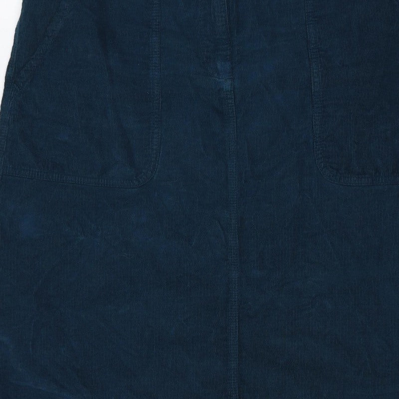 Toast Women Blue Size 10 Corduroy Straight Mini Skirt Pockets
