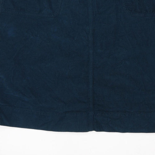 Toast Women Blue Size 10 Corduroy Straight Mini Skirt Pockets