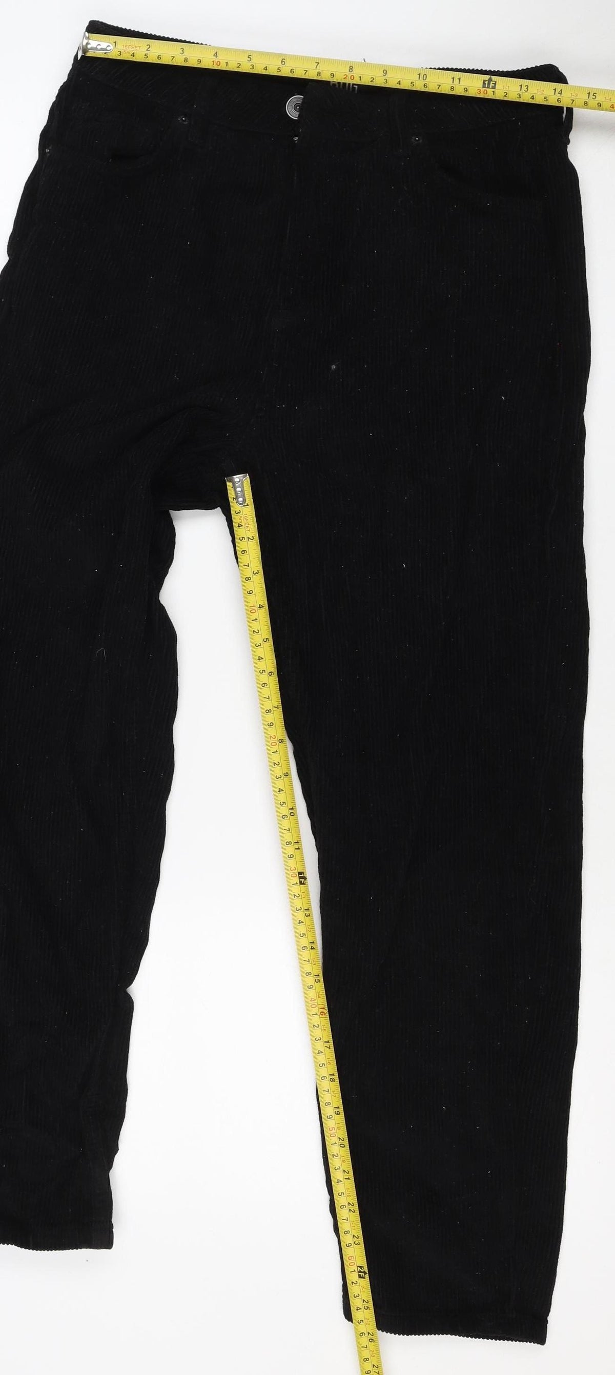 BDG Urban Outfitters Women Black Corduroy Mom Trousers UK 12 W30 L30