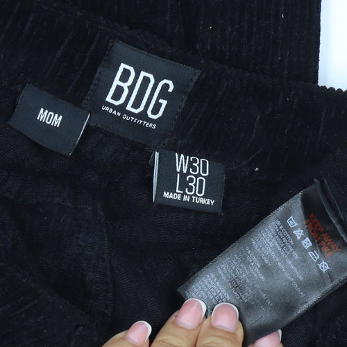 BDG Urban Outfitters Women Black Corduroy Mom Trousers UK 12 W30 L30