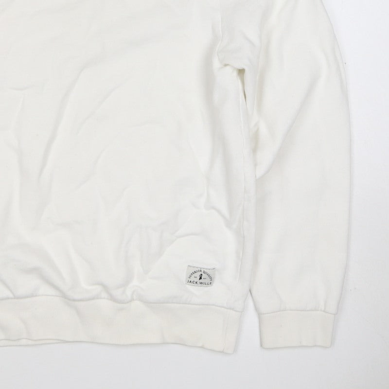 Additional view of Jack Wills Women’s Ivory M Pullover Crew Neck Logo Sweatshirt