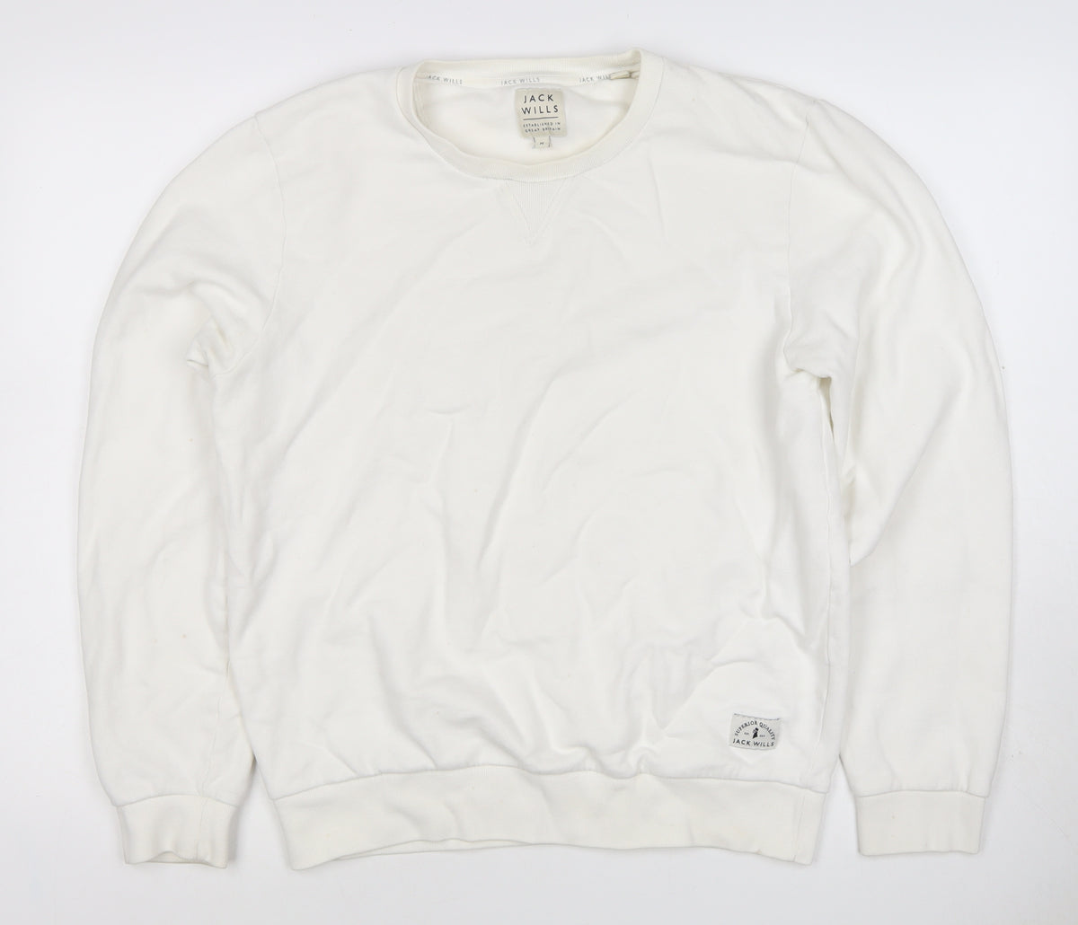 Back view of Jack Wills Women’s Ivory M Pullover Crew Neck Logo Sweatshirt