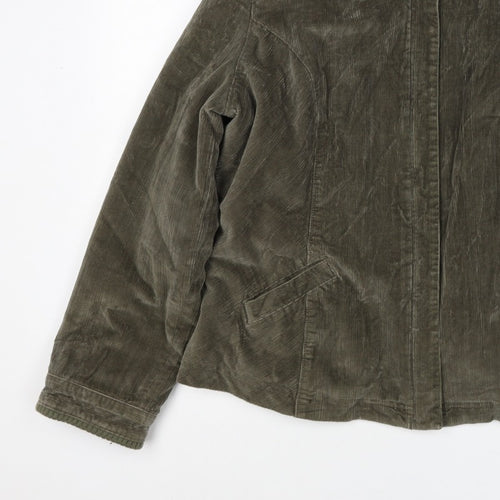 Per Una Women’s Green Corduroy Jacket UK 20 Plus Lined Zip