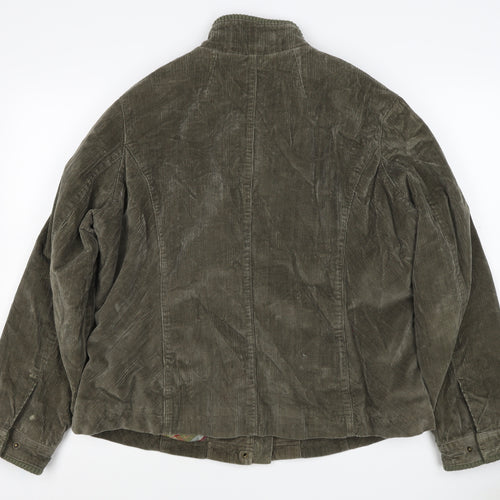 Per Una Women’s Green Corduroy Jacket UK 20 Plus Lined Zip