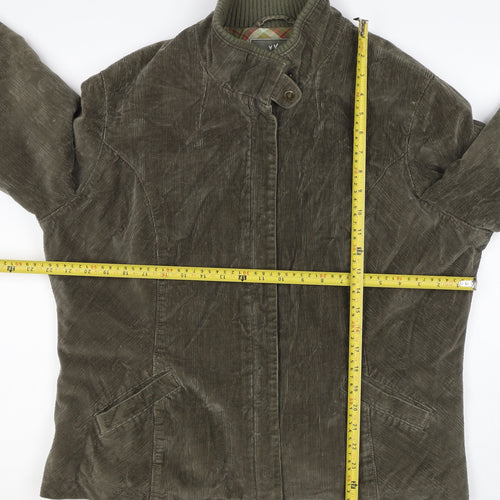 Per Una Women’s Green Corduroy Jacket UK 20 Plus Lined Zip