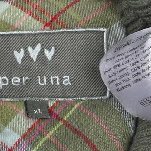Per Una Women’s Green Corduroy Jacket UK 20 Plus Lined Zip