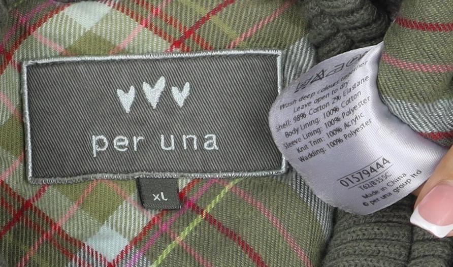 Per Una Women’s Green Corduroy Jacket UK 20 Plus Lined Zip