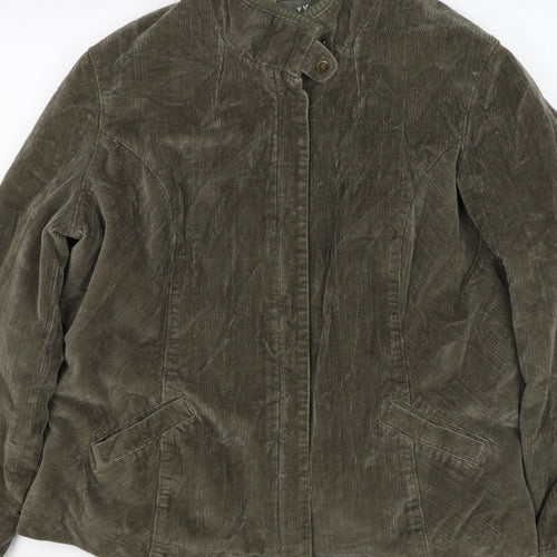 Per Una Women’s Green Corduroy Jacket UK 20 Plus Lined Zip