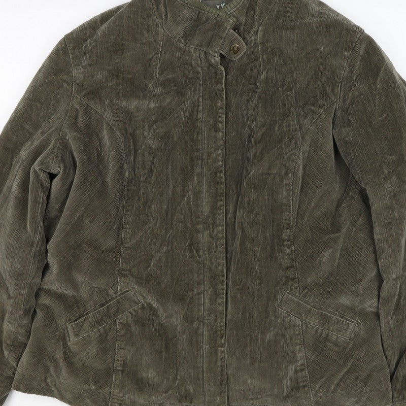 Per Una Women’s Green Corduroy Jacket UK 20 Plus Lined Zip