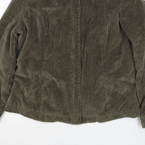 Per Una Women’s Green Corduroy Jacket UK 20 Plus Lined Zip