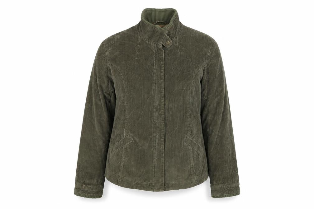 Per Una Women’s Green Corduroy Jacket UK 20 Plus Lined Zip