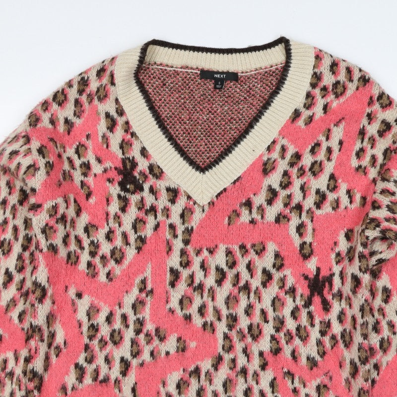 Additional view of Next Women’s Pink Leopard Print V-Neck Knit Jumper, size S