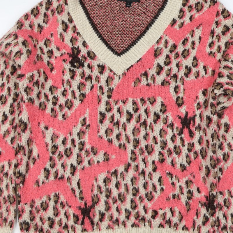 Additional view of Next Women’s Pink Leopard Print V-Neck Knit Jumper, size S