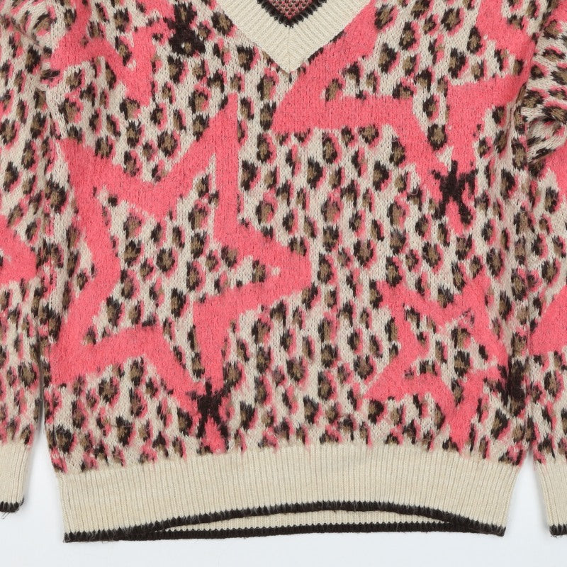 Additional view of Next Women’s Pink Leopard Print V-Neck Knit Jumper, size S