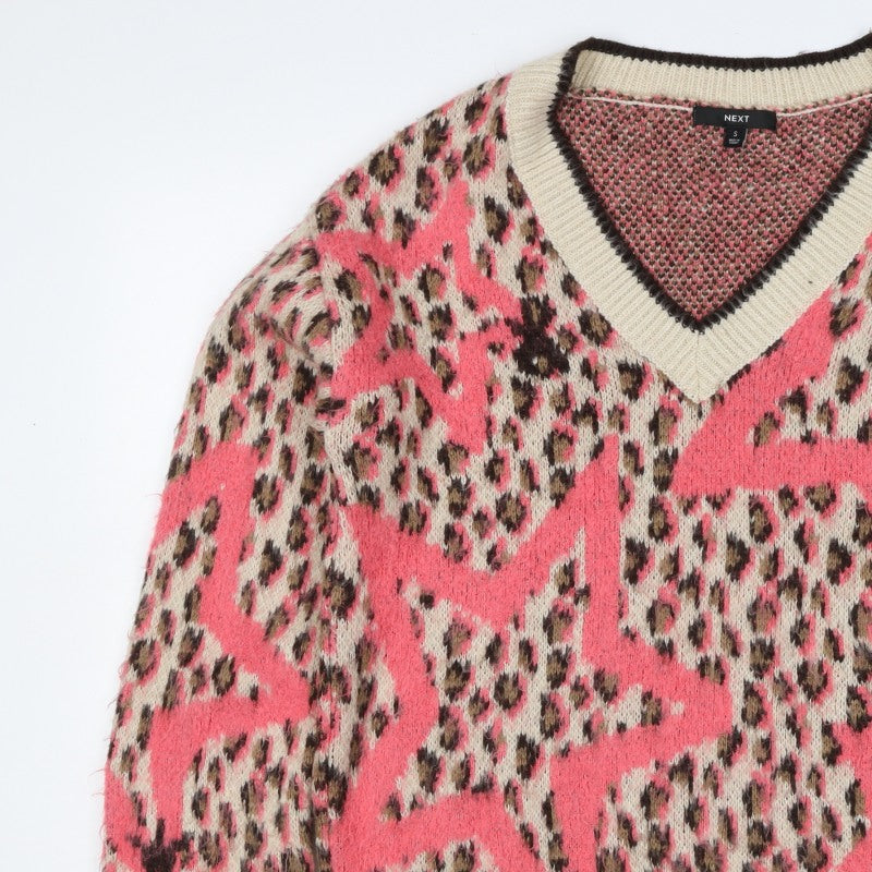 Additional view of Next Women’s Pink Leopard Print V-Neck Knit Jumper, size S