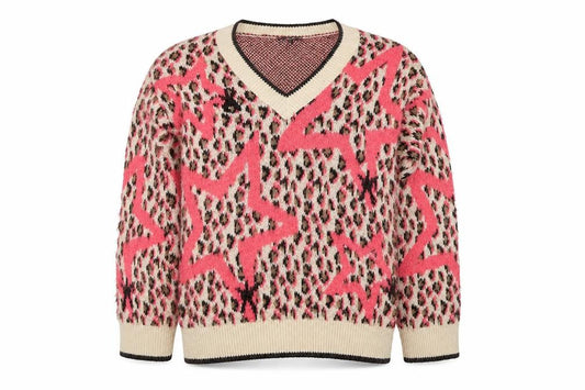 Next Women’s Pink Leopard Print V-Neck Knit Jumper Size S