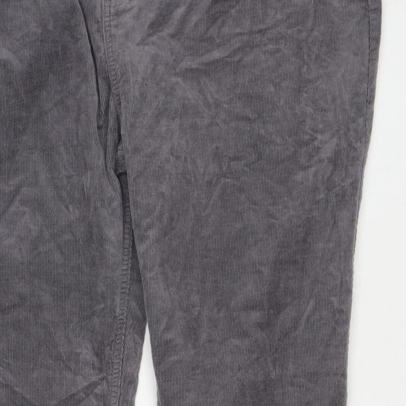 Marks & Spencer Women’s Grey Corduroy Straight Trousers UK 22 Regular