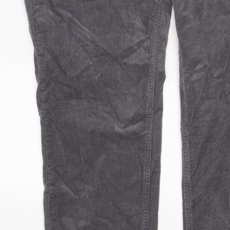 Marks & Spencer Women’s Grey Corduroy Straight Trousers UK 22 Regular