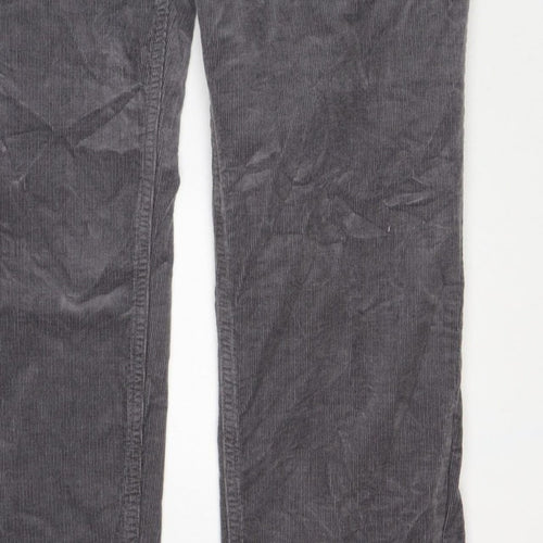 Marks & Spencer Women’s Grey Corduroy Straight Trousers UK 22 Regular