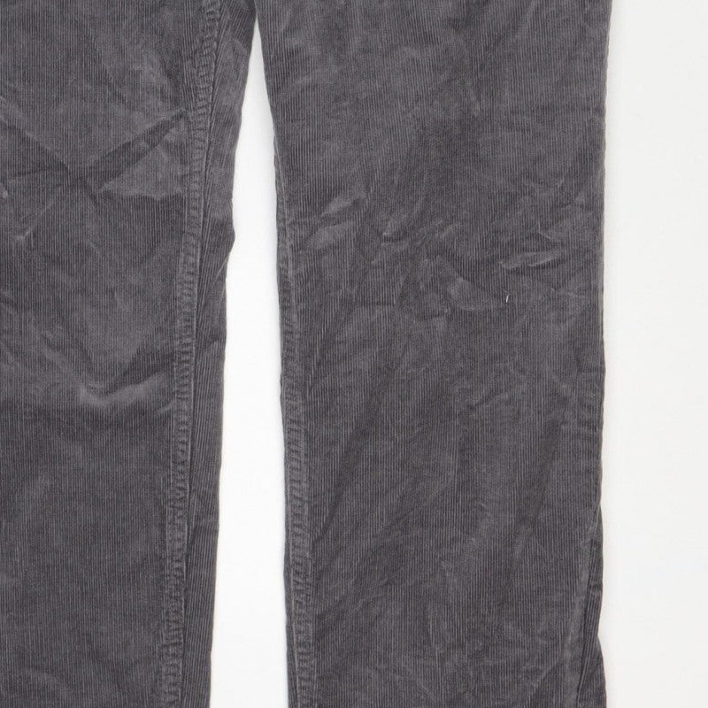 Marks & Spencer Women’s Grey Corduroy Straight Trousers UK 22 Regular